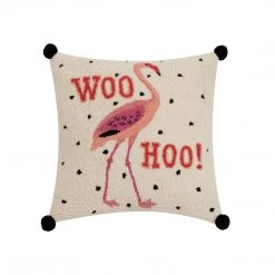 Peking Handicraft Flamingo Woo Hoo Hook Pillow ROOM DECOR
