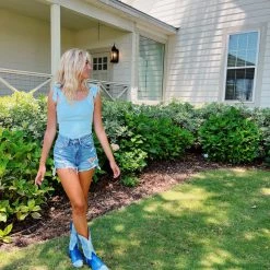 Triple Threads New Arrivals Ponytail Tie Bodysuit - Blue