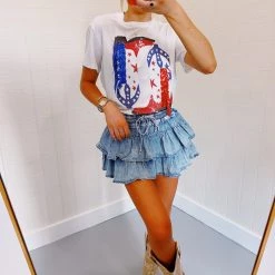 QUEEN OF SPARKLES - USA Sequin Boot Tee