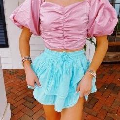 Triple Threads Sheen Puff Sleeve Top - Pink