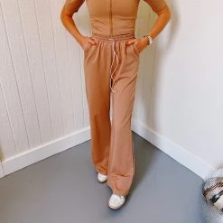 Triple Threads Short Sleeve Track Suit - Tan