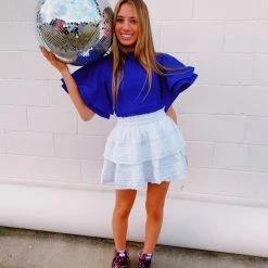 Triple Threads Butterfly Sleeve Top - Blue-Curvy