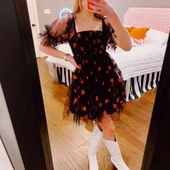 Triple Threads Love You Most Glitter Dress - Black/Red