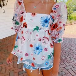 STORIA Desert Wanderer Floral Top - White New Arrivals