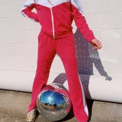 RIVIR Chevron Track Suit 2 Piece SET - Pink Jumpsuits + Rompers