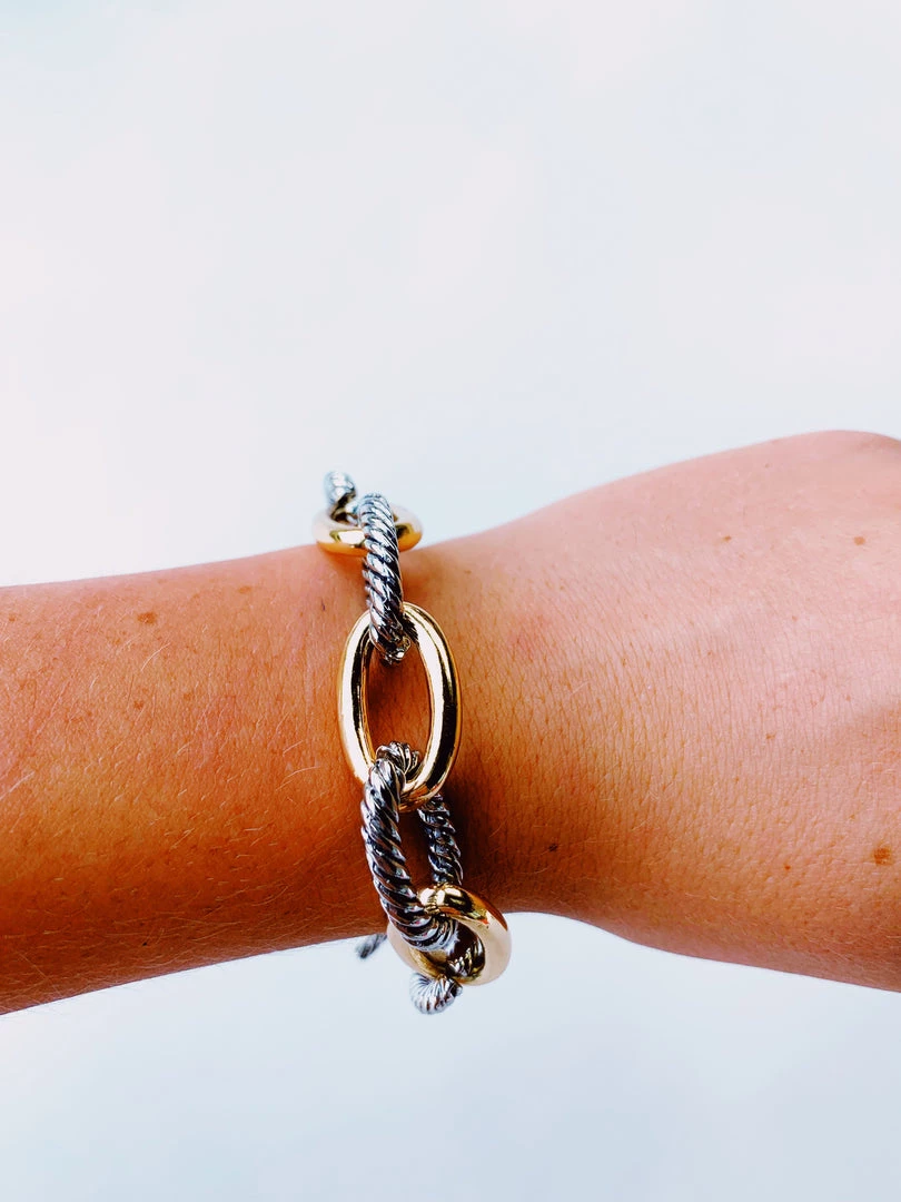 Triple Threads Mixed Metal Bracelet