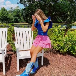 TCEC New Arrivals Charade Ruffle Top - Royal Blue