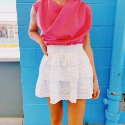 STRUT & BOLT Cowl Neck Top - Bubblegum