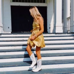 TCEC Stand Out Metallic Dress - Gold New Arrivals