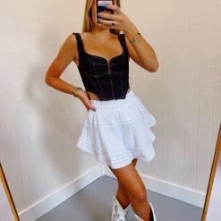 DAY + MOON Flounce Ruffle Skirt - White New Arrivals