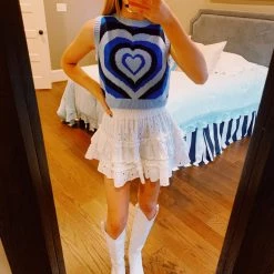 Triple Threads Pretty Heart Sweater - Blue Tops