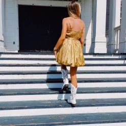 TCEC Stand Out Metallic Dress - Gold New Arrivals