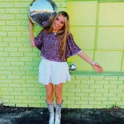 Triple Threads Show Me Sequins Top - Purple Tops