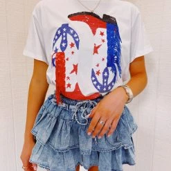 QUEEN OF SPARKLES - USA Sequin Boot Tee