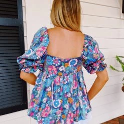 STORIA Weekend Oasis Top - Blue Floral New Arrivals