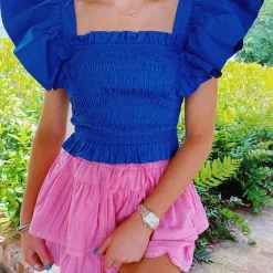 TCEC New Arrivals Charade Ruffle Top - Royal Blue