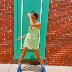 LUXXEL New Arrivals In The Crowd Dress - Lime