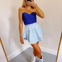 DO + BE COLLECTION New Arrivals Side Tie Tube Top - Deep Blue