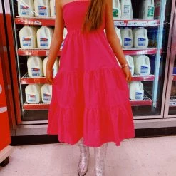 ALLIE ROSE Dresses Babydoll Tiered Dress - Fuchsia