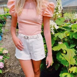 TCEC Orange Patterned Bodysuit Tops