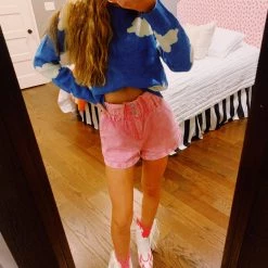 Triple Threads Paperbag Denim Shorts - Pink