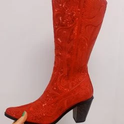 Triple Threads Disco Cowgirl Boots - Red