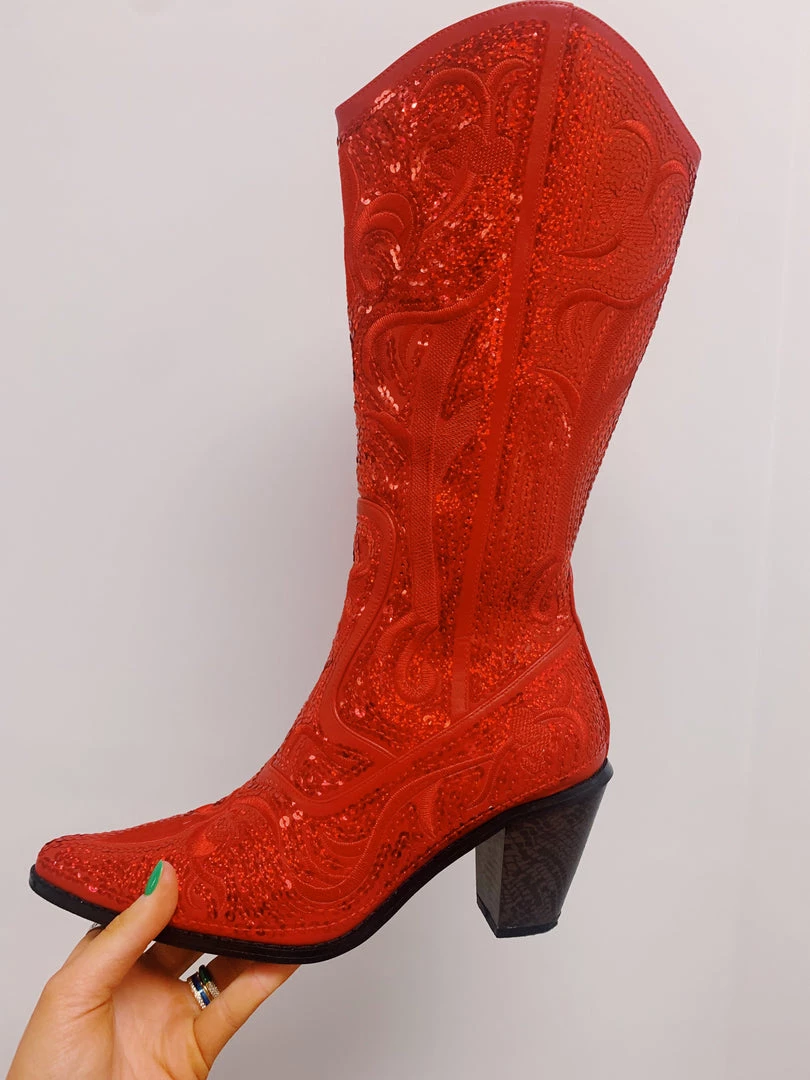 Triple Threads Disco Cowgirl Boots - Red