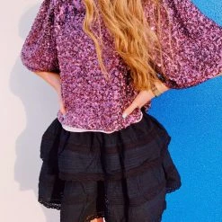 Triple Threads Show Me Sequins Top - Purple Tops