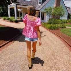 ENTRO Blooming Floral Top - Pink New Arrivals