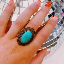 Triple Threads Oval Turquoise & Antique Gold Ring