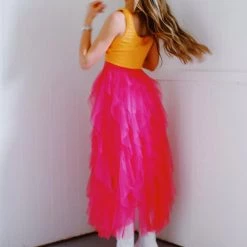 STRUT & BOLT Skorts/Skirts Tulle Midi Skirt - Fuchsia