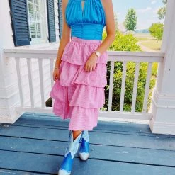 TCEC Pink Perfect Midi Skirt New Arrivals