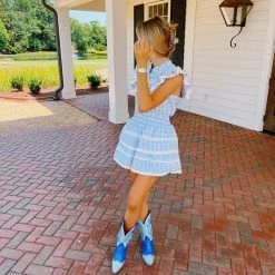 Triple Threads The GINGHAM Lacey Set - Blue / TOP Tops