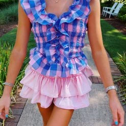 TCEC Keys Gingham Top - Pink