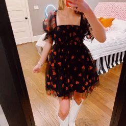 Triple Threads Love You Most Glitter Dress - Black/Red