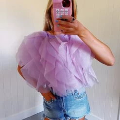 5TH CULTURE Tops Million Reasons Tulle Top - Lavender
