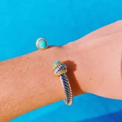 Triple Threads Chunky Wire Bracelet - Turquoise