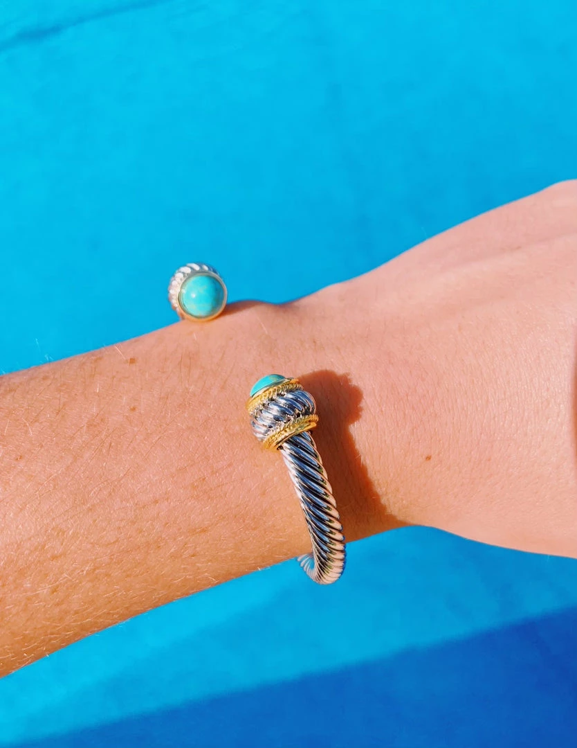 Triple Threads Chunky Wire Bracelet - Turquoise