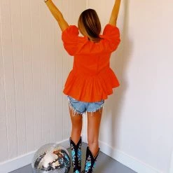 Triple Threads Tops Worth The Bubbly Top - Tangerine