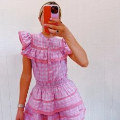 Triple Threads The GINGHAM Lacey Set - Pink / BOTTOMS