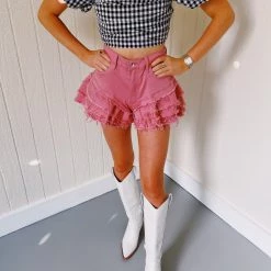 VIBRANT MIU Catch Me If You Can Shorts - Blush Bottoms