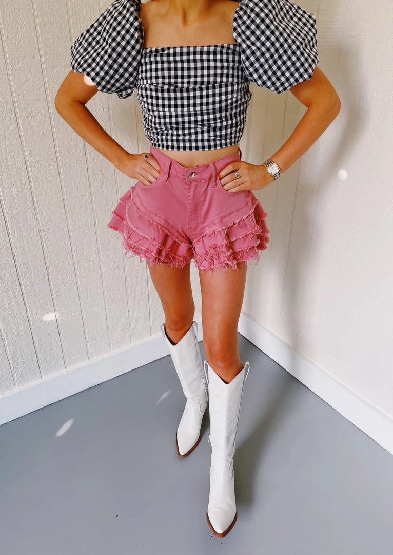 VIBRANT MIU Catch Me If You Can Shorts - Blush Bottoms