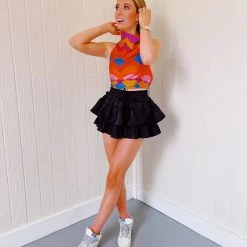 OLIVACEOUS Color Wave Halter Top