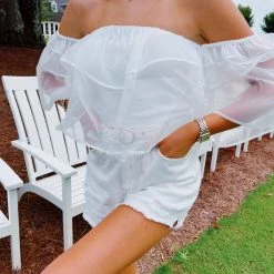 TCEC New Arrivals Cutie Pie Ruffle Top - White