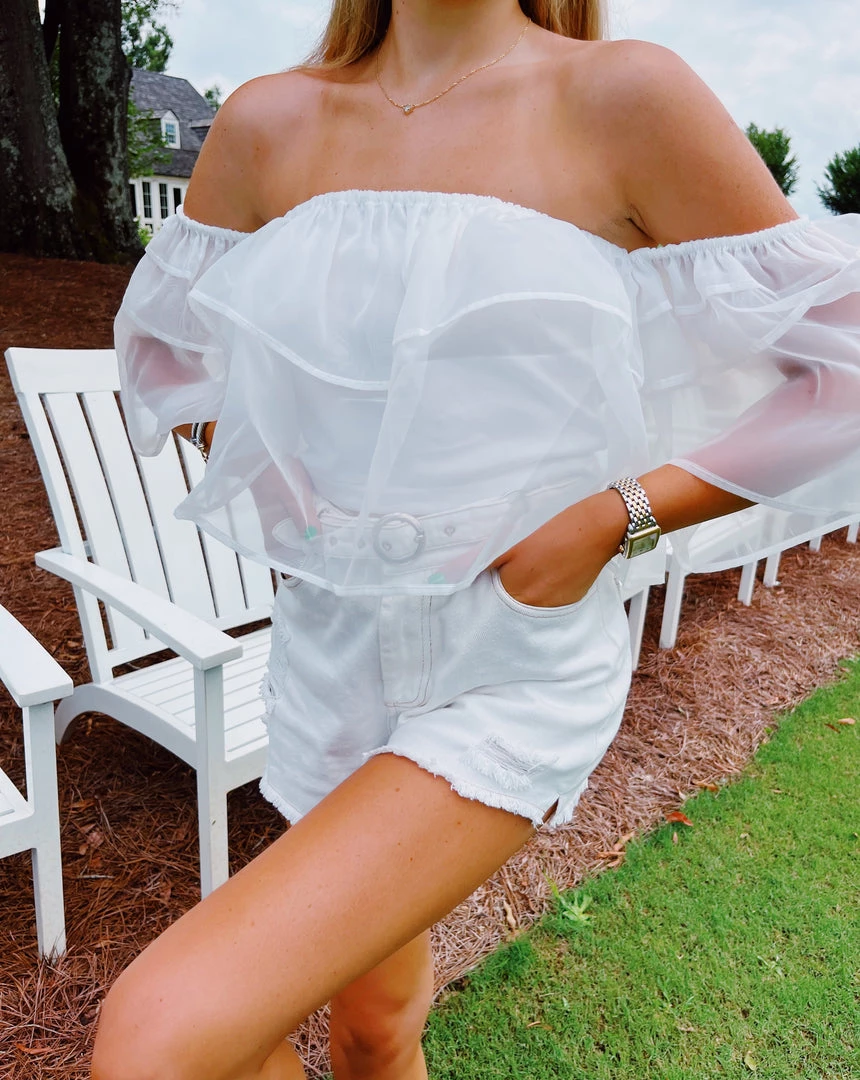 TCEC New Arrivals Cutie Pie Ruffle Top - White