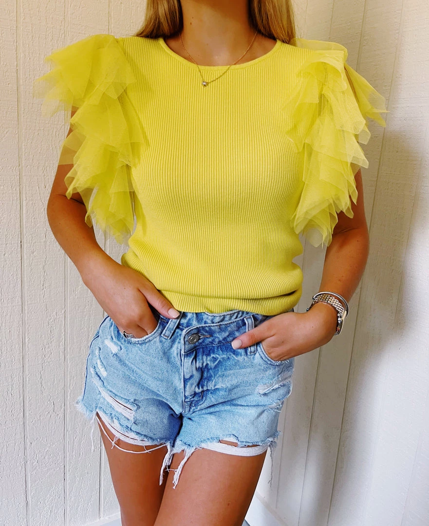 STRUT & BOLT Better With Bubbly Shirt - Chartreuse