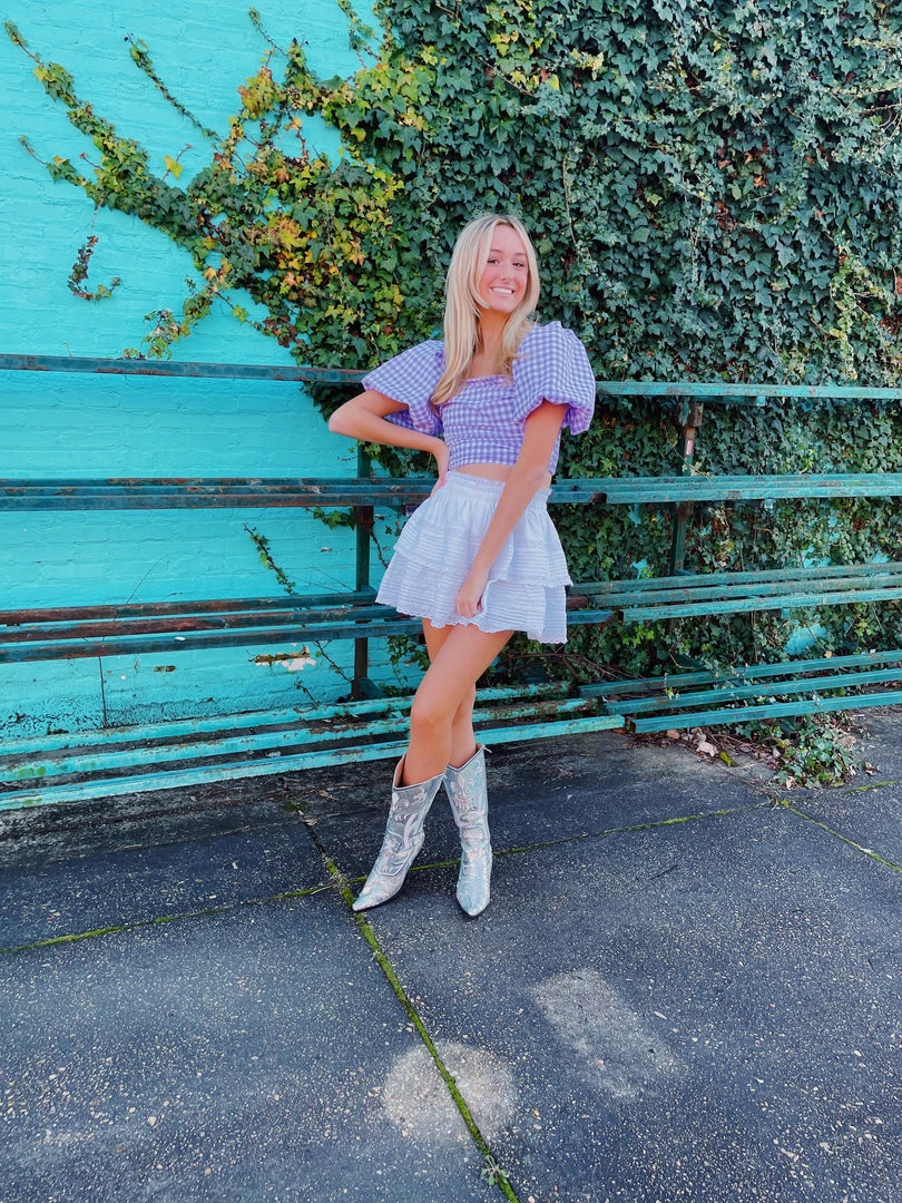 Triple Threads Farmers Daughter Top - Purple Tops