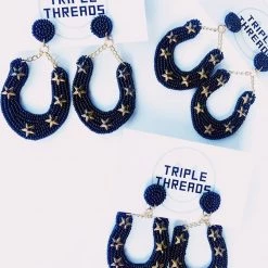 Triple Threads Horseshoe Beaded Earrings - Black Accessories & Gifts