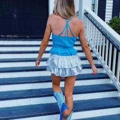 DO + BE COLLECTION Ocean Breeze Top - Hawaiian Blue New Arrivals