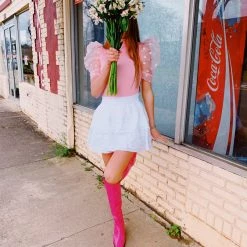 Triple Threads The Dobby Top - Baby Pink Tops